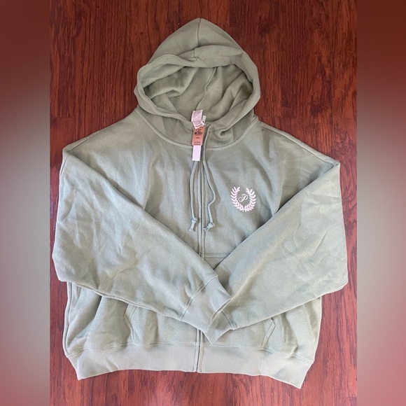 PINK Victoria's Secret Tops - Pink light green zip up hoodie